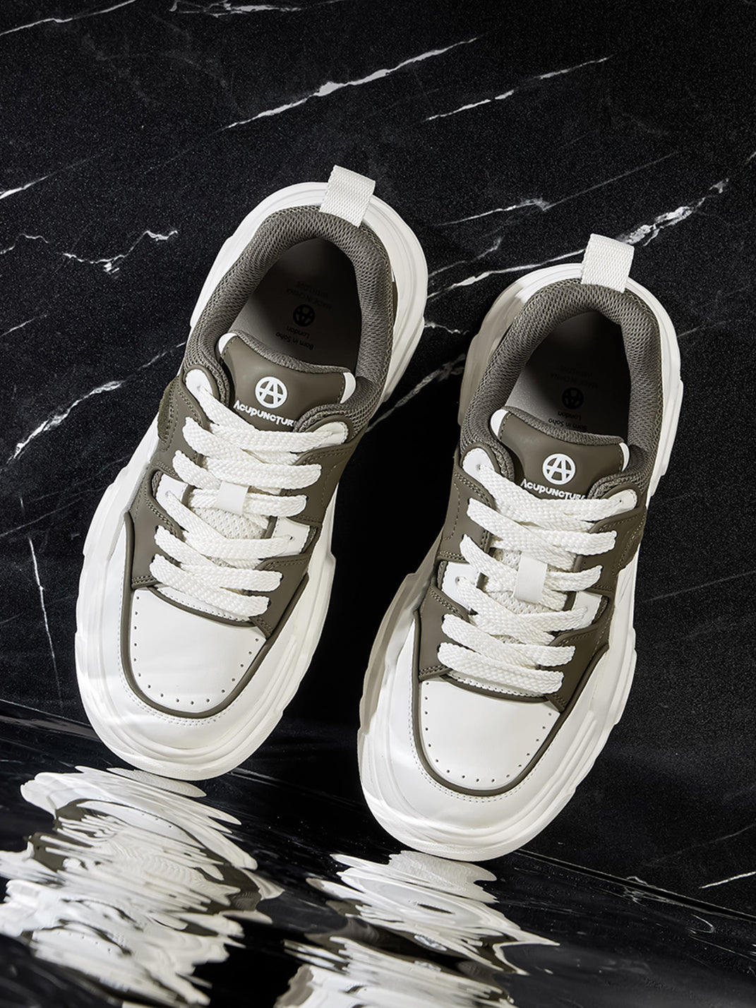 Black White Cutout Platform Sneakers