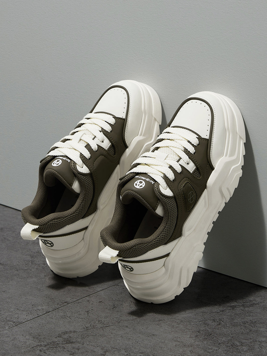 Black White Cutout Platform Sneakers
