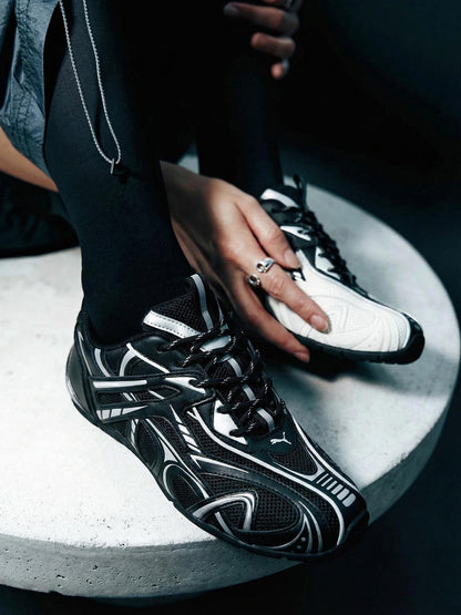 Black Yin-Yang Tech Runner Sneakers