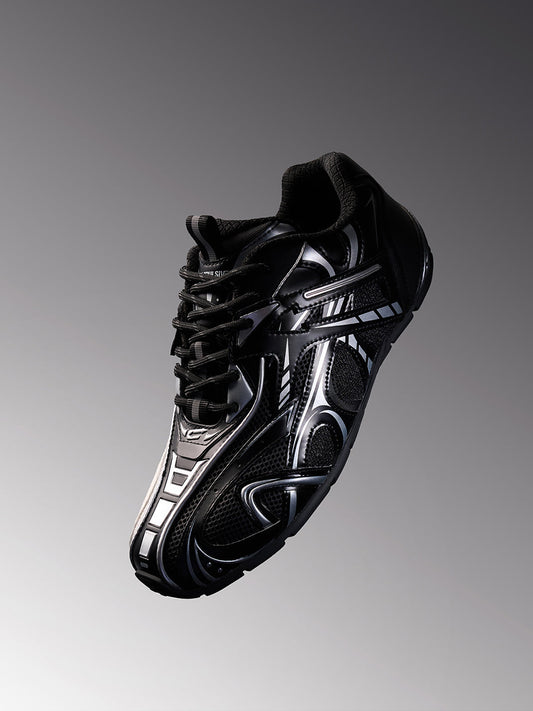 Black Yin-Yang Tech Runner Sneakers