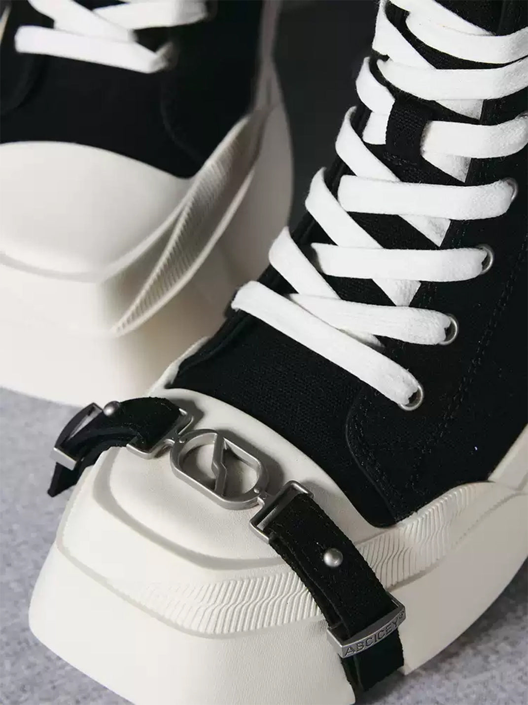 Black Zip-Pocket High-Top Platform Sneakers