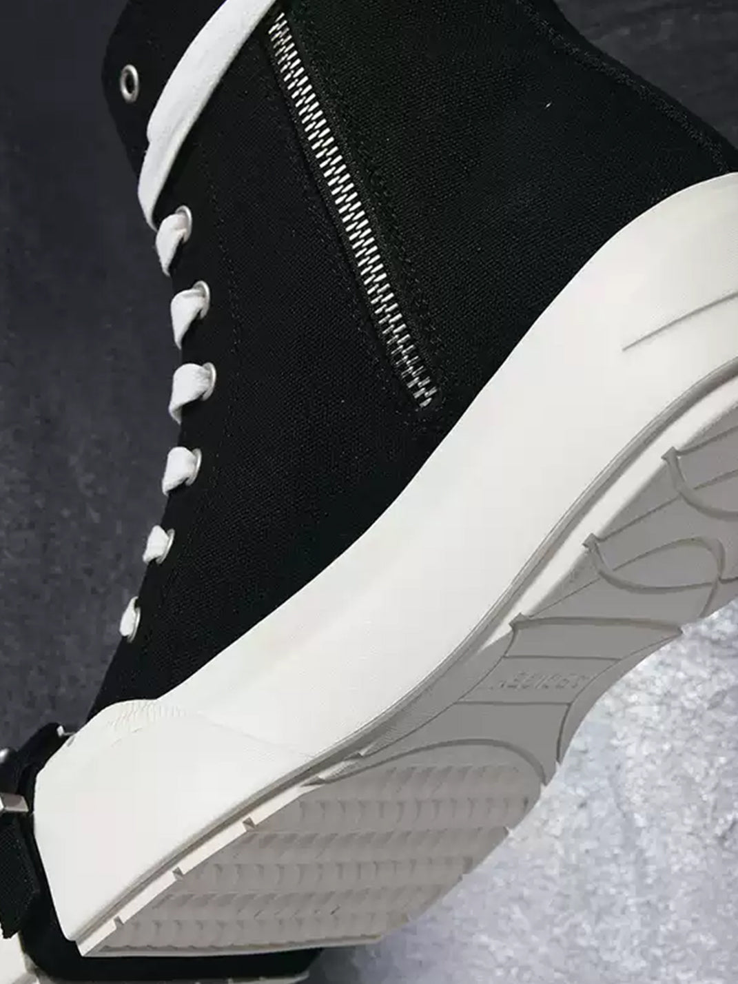 Black Zip-Pocket High-Top Platform Sneakers