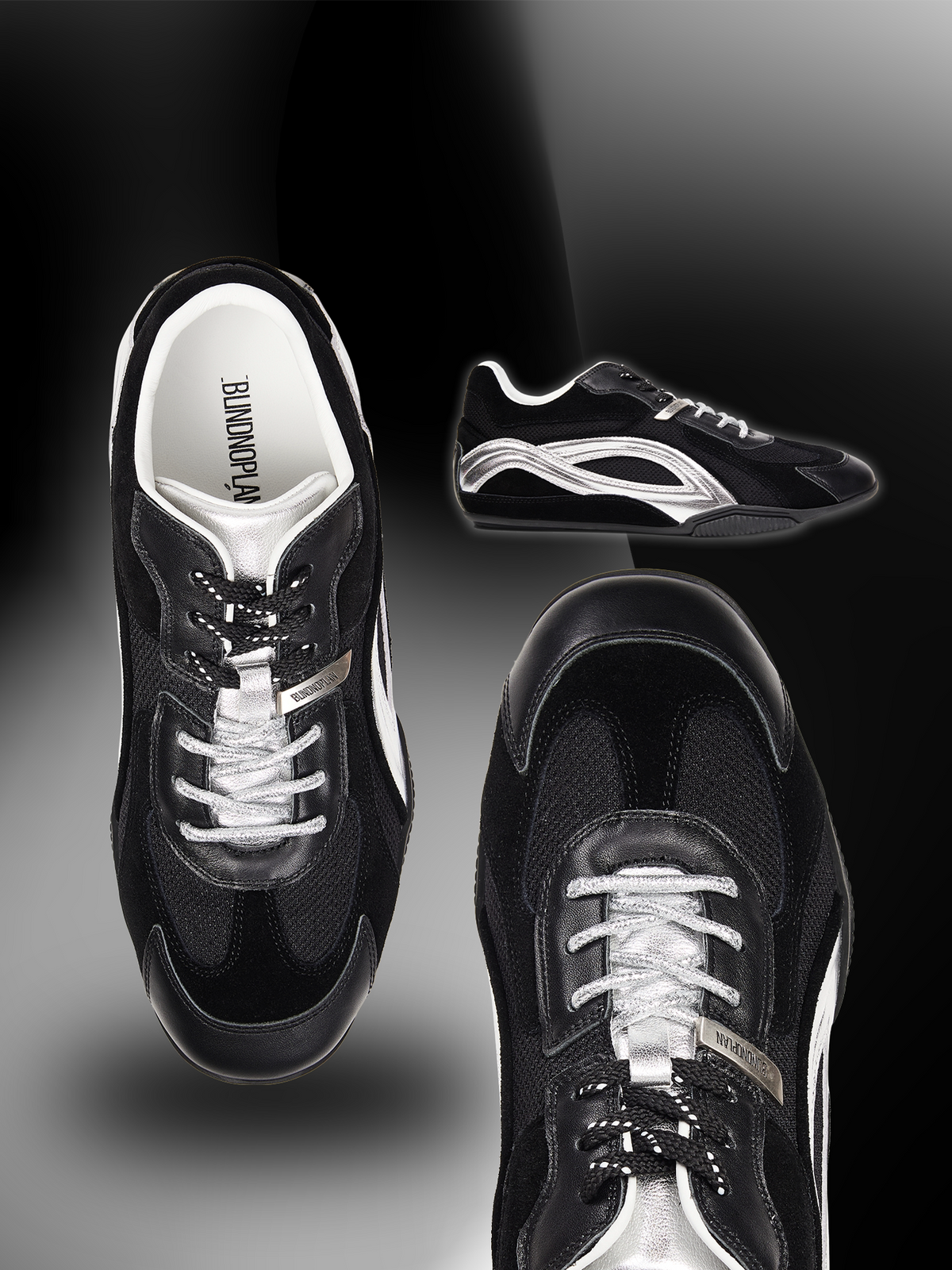 Contrast-Panel Low-Profile Racing Sneakers