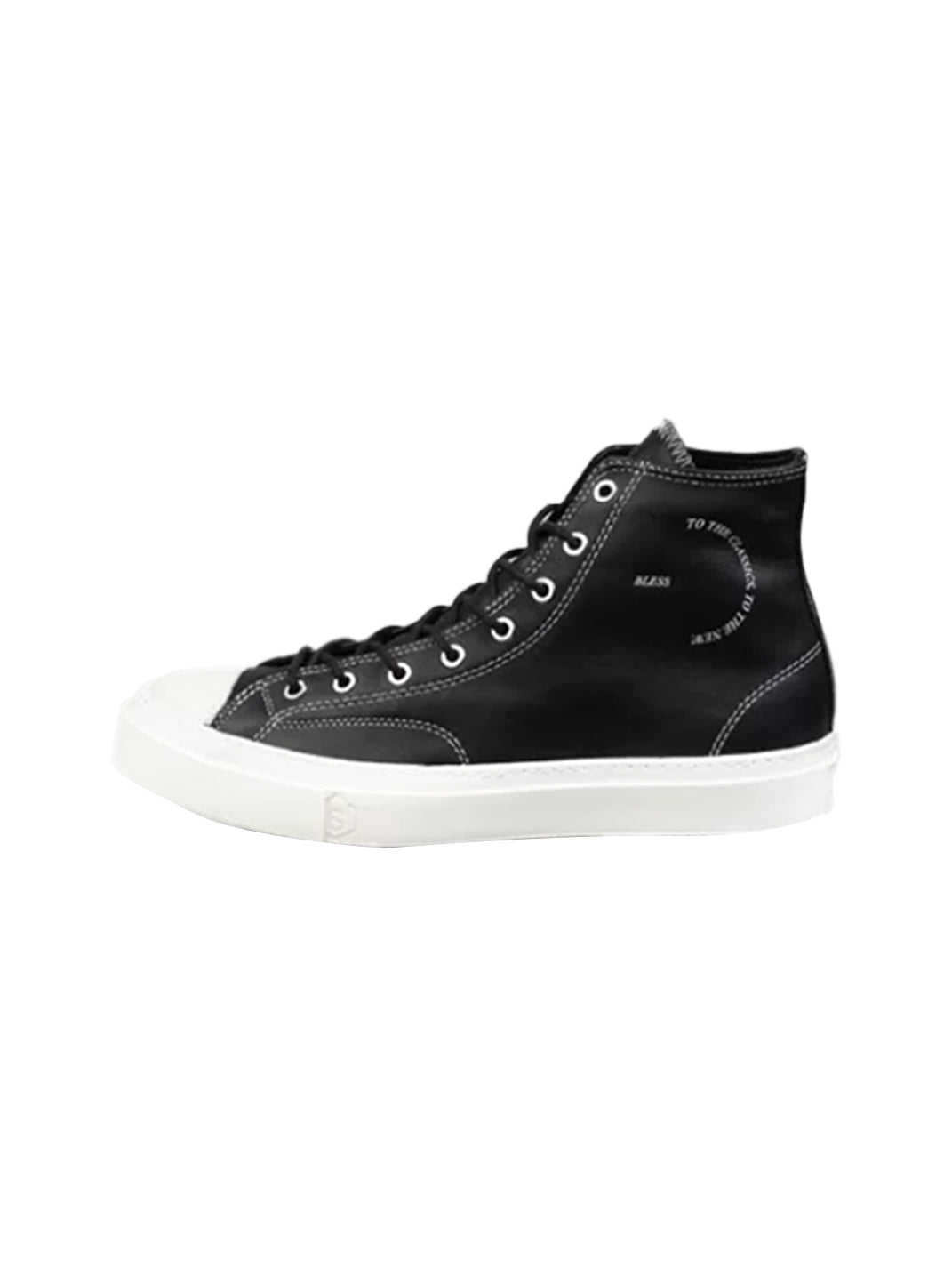 Black Contrast-Stitch Platform High-Top Sneakers