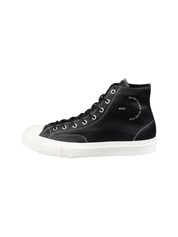 Black Contrast-Stitch Platform High-Top Sneakers