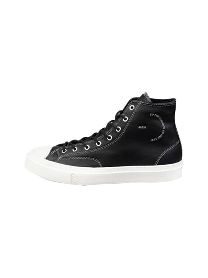 Black Contrast-Stitch Platform High-Top Sneakers