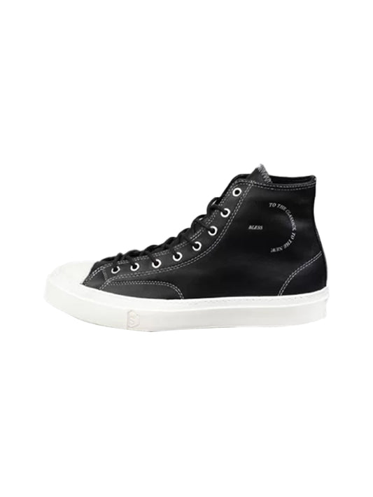 Black Contrast-Stitch Platform High-Top Sneakers