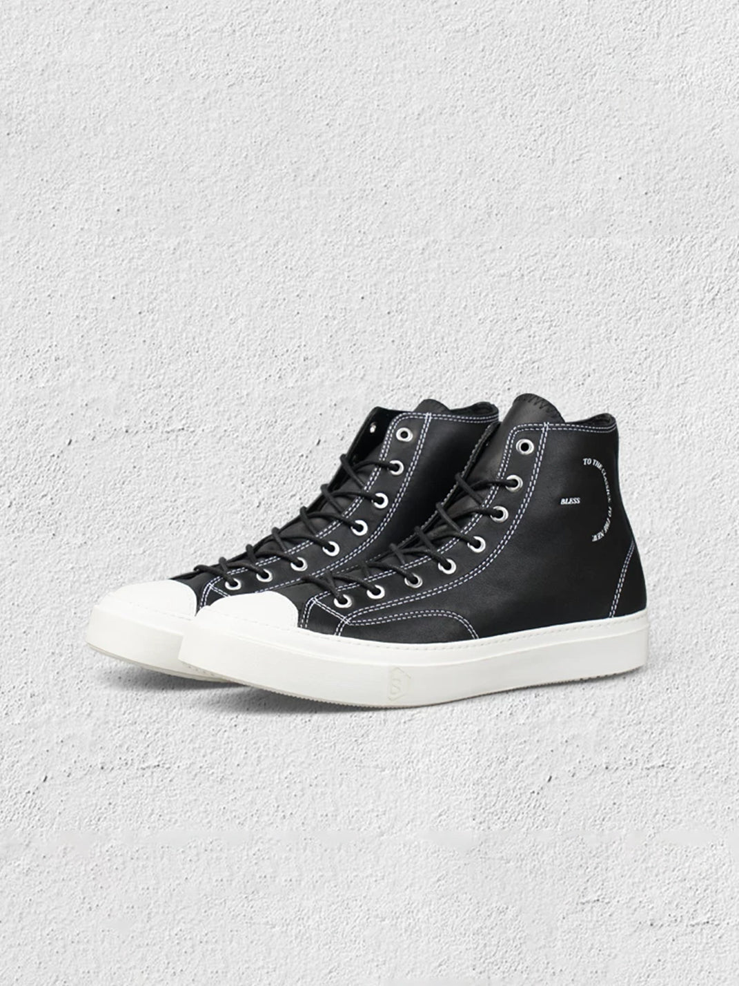 Black Contrast-Stitch Platform High-Top Sneakers