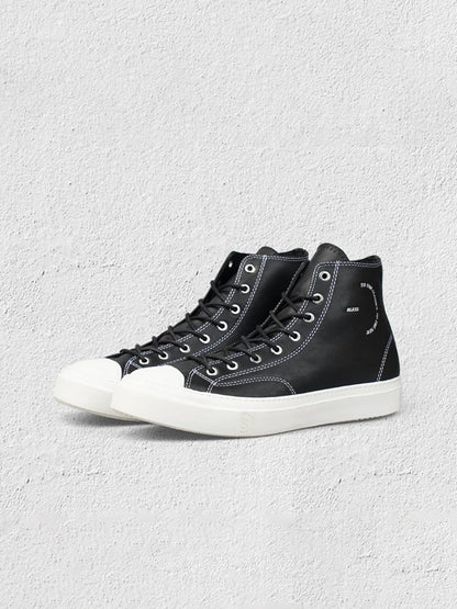 Black Contrast-Stitch Platform High-Top Sneakers