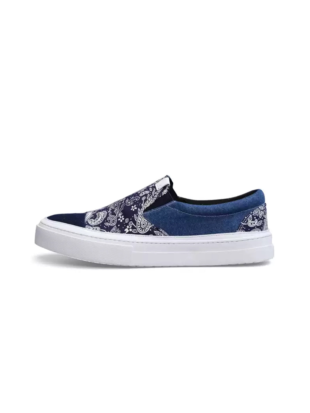 Blue Paisley Patchwork Slip-On Sneakers