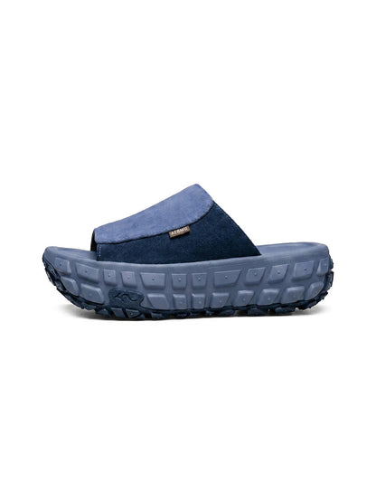 Blue Suede Tire-Sole Platform Mule Slides