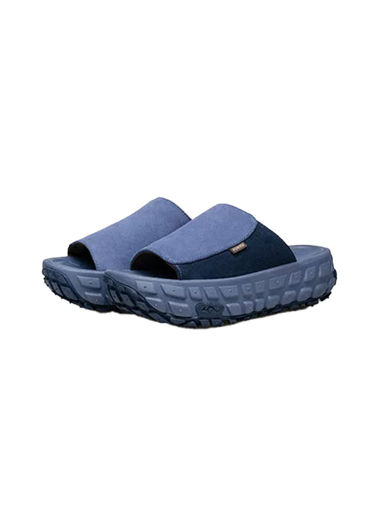 Blue Suede Tire-Sole Platform Mule Slides