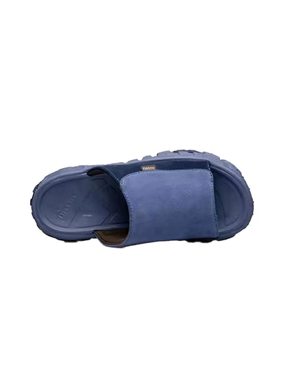 Blue Suede Tire-Sole Platform Mule Slides