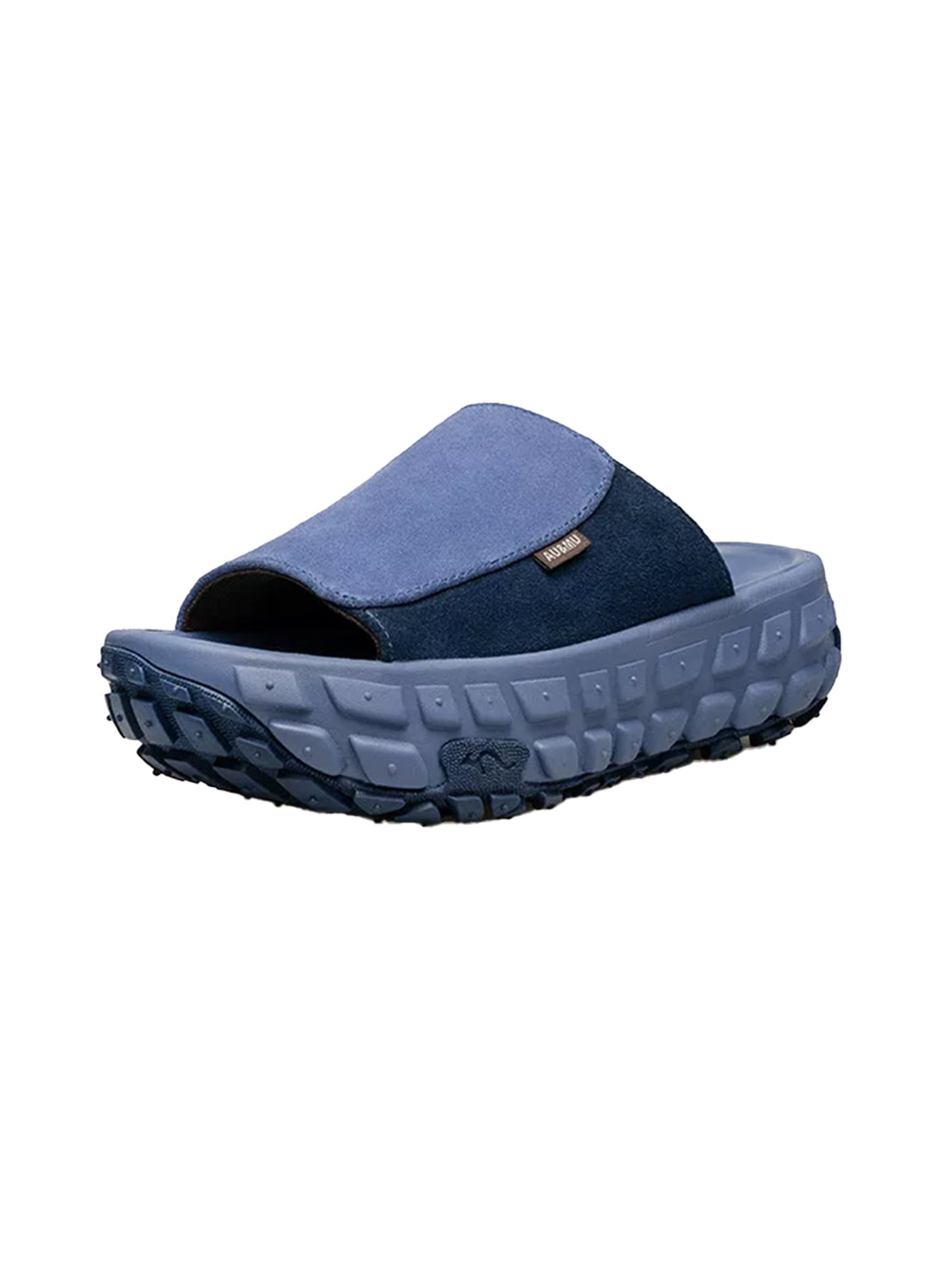 Blue Suede Tire-Sole Platform Mule Slides