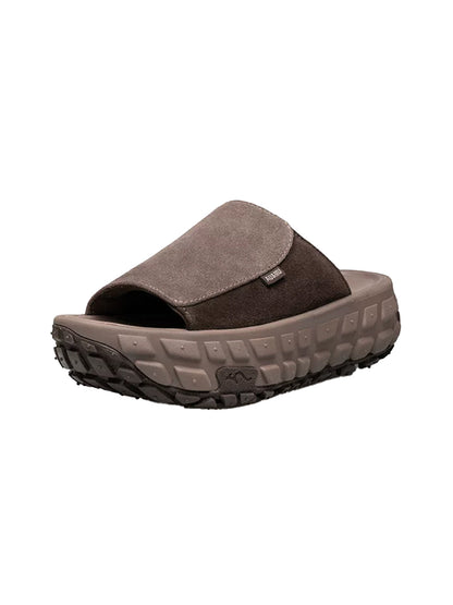 Blue Suede Tire-Sole Platform Mule Slides