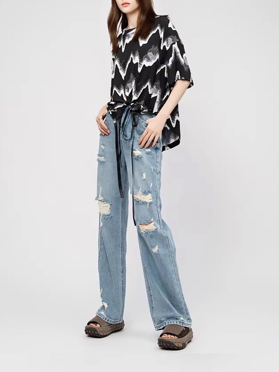 Blue Suede Tire-Sole Platform Mule Slides