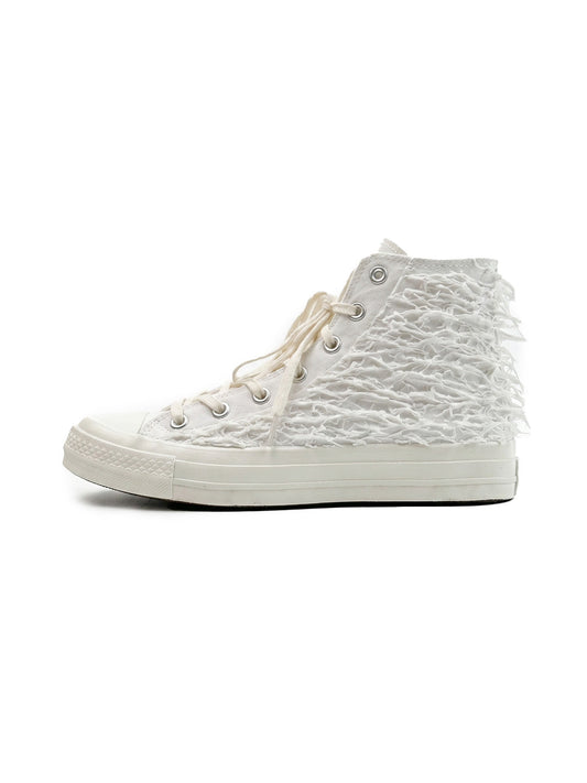 Silicone-Relief Platform High-Top Sneakers