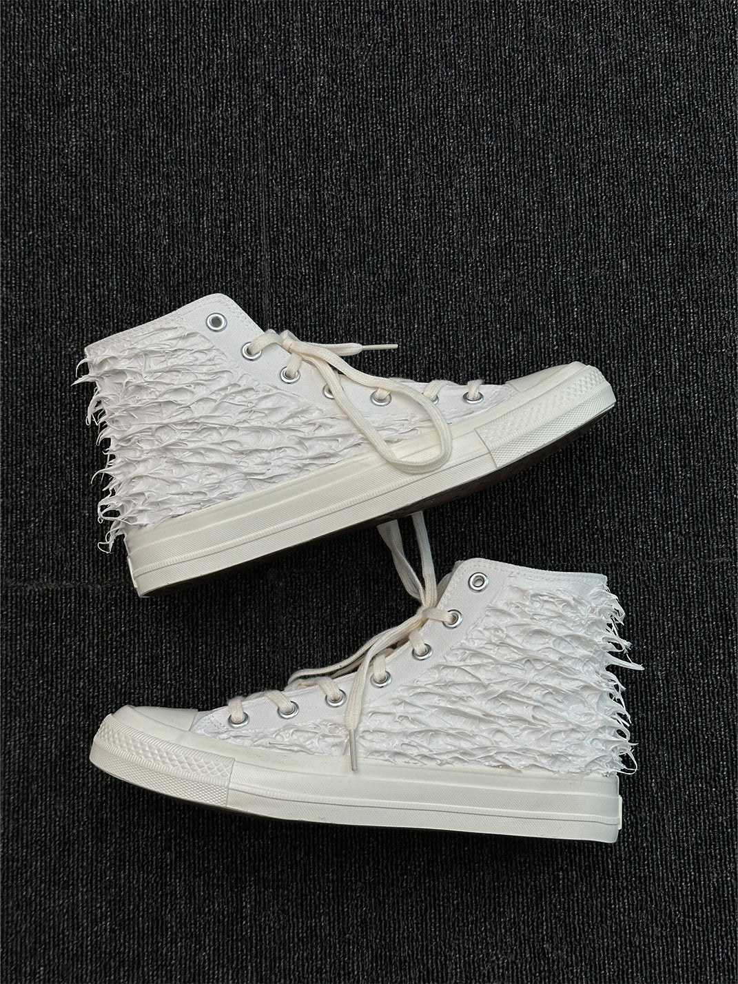 Silicone-Relief Platform High-Top Sneakers