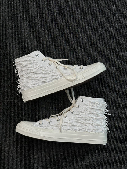 Silicone-Relief Platform High-Top Sneakers