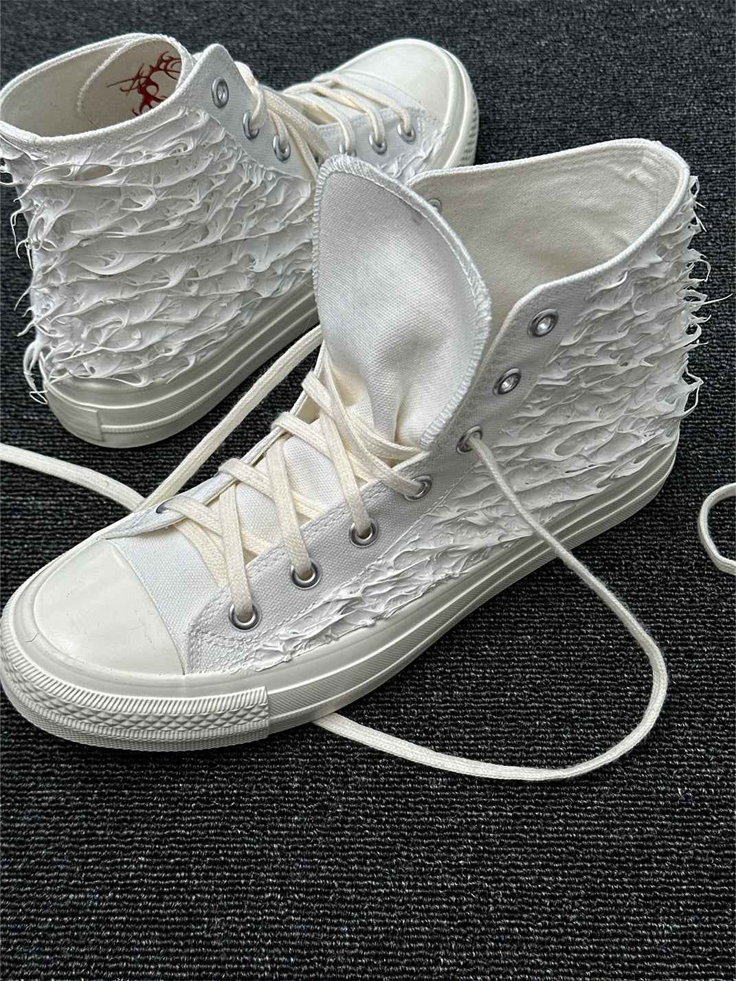 Silicone-Relief Platform High-Top Sneakers