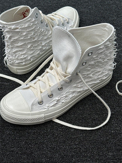 Silicone-Relief Platform High-Top Sneakers