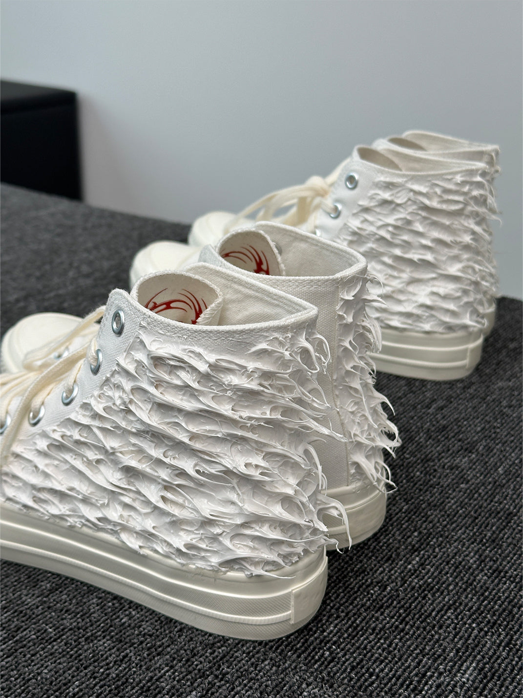 Silicone-Relief Platform High-Top Sneakers