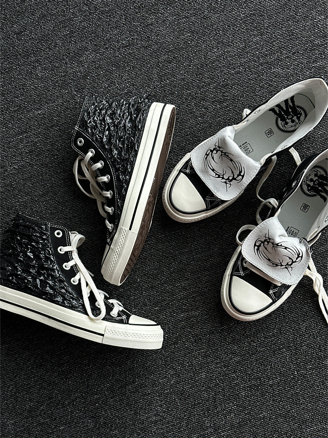 Silicone-Relief Platform High-Top Sneakers