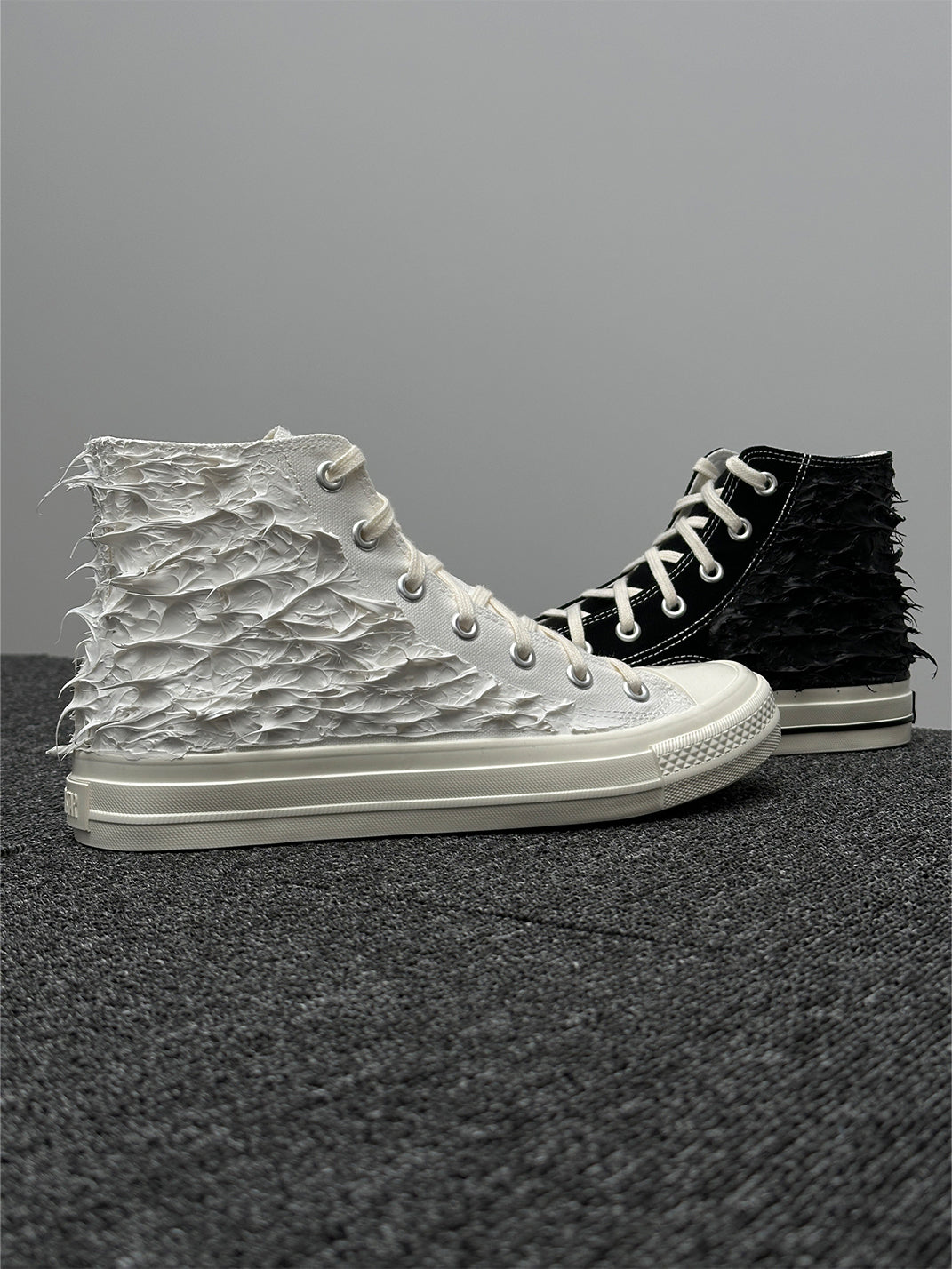 Silicone-Relief Platform High-Top Sneakers