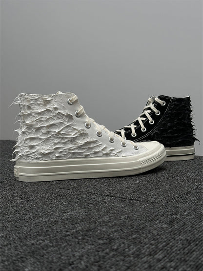 Silicone-Relief Platform High-Top Sneakers