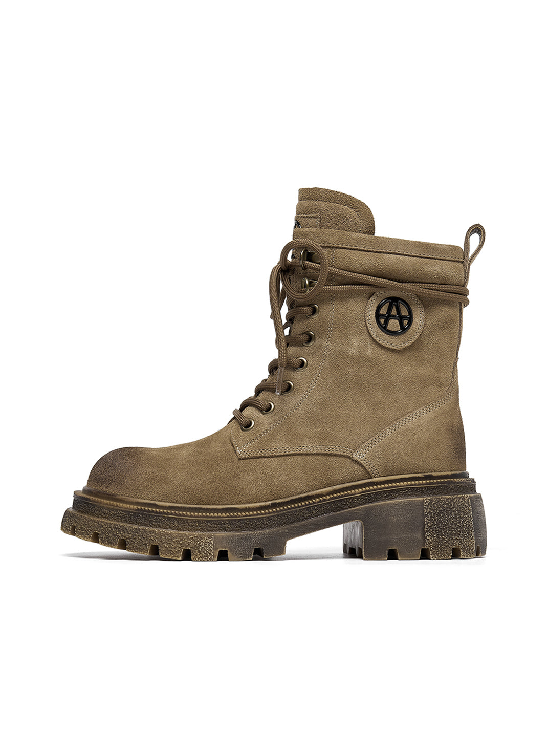 Brown Distressed Platform Combat Boots