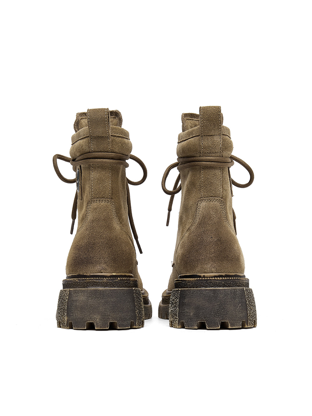 Brown Distressed Platform Combat Boots