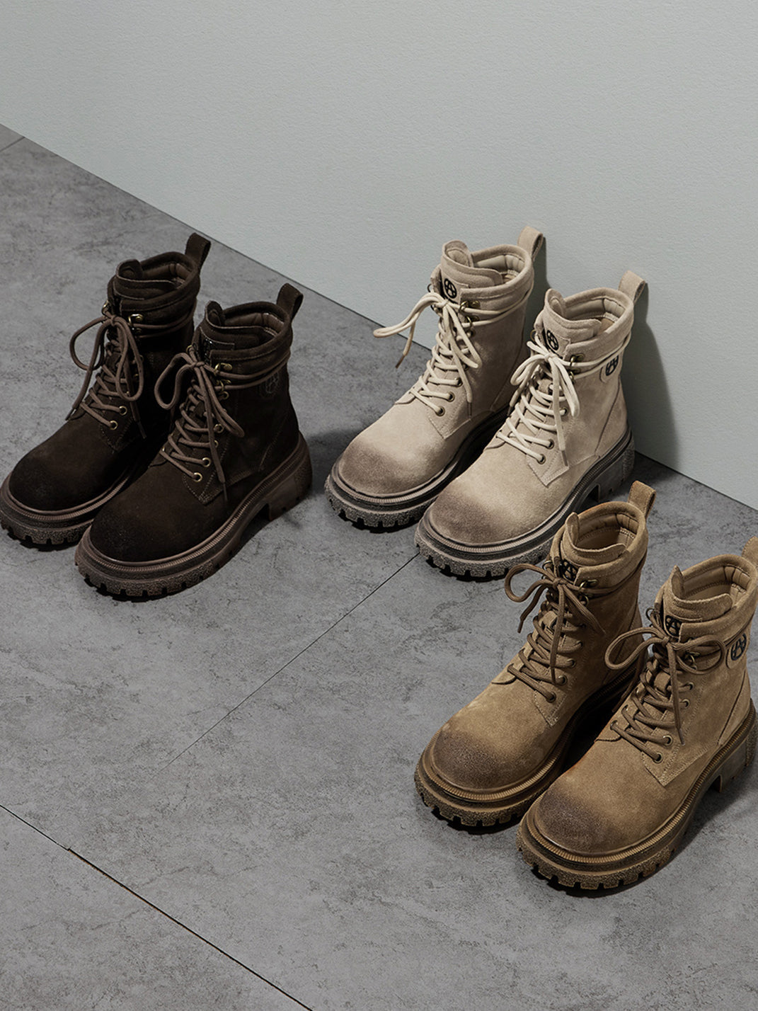 Brown Distressed Platform Combat Boots