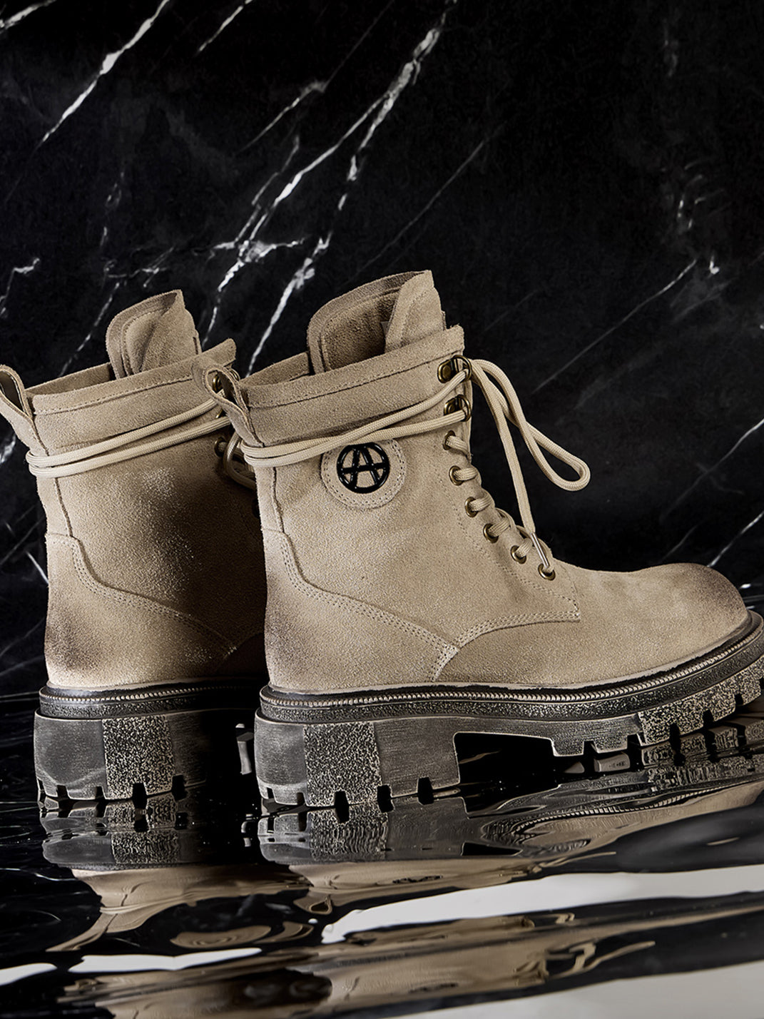 Brown Distressed Platform Combat Boots