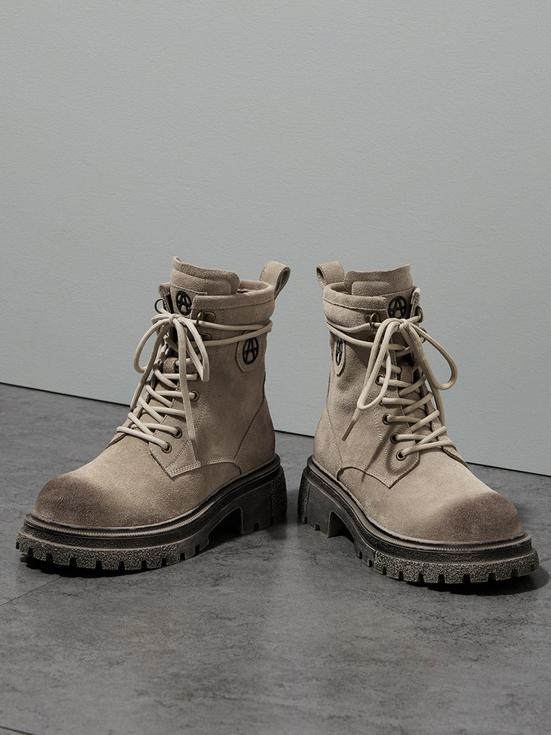 Brown Distressed Platform Combat Boots