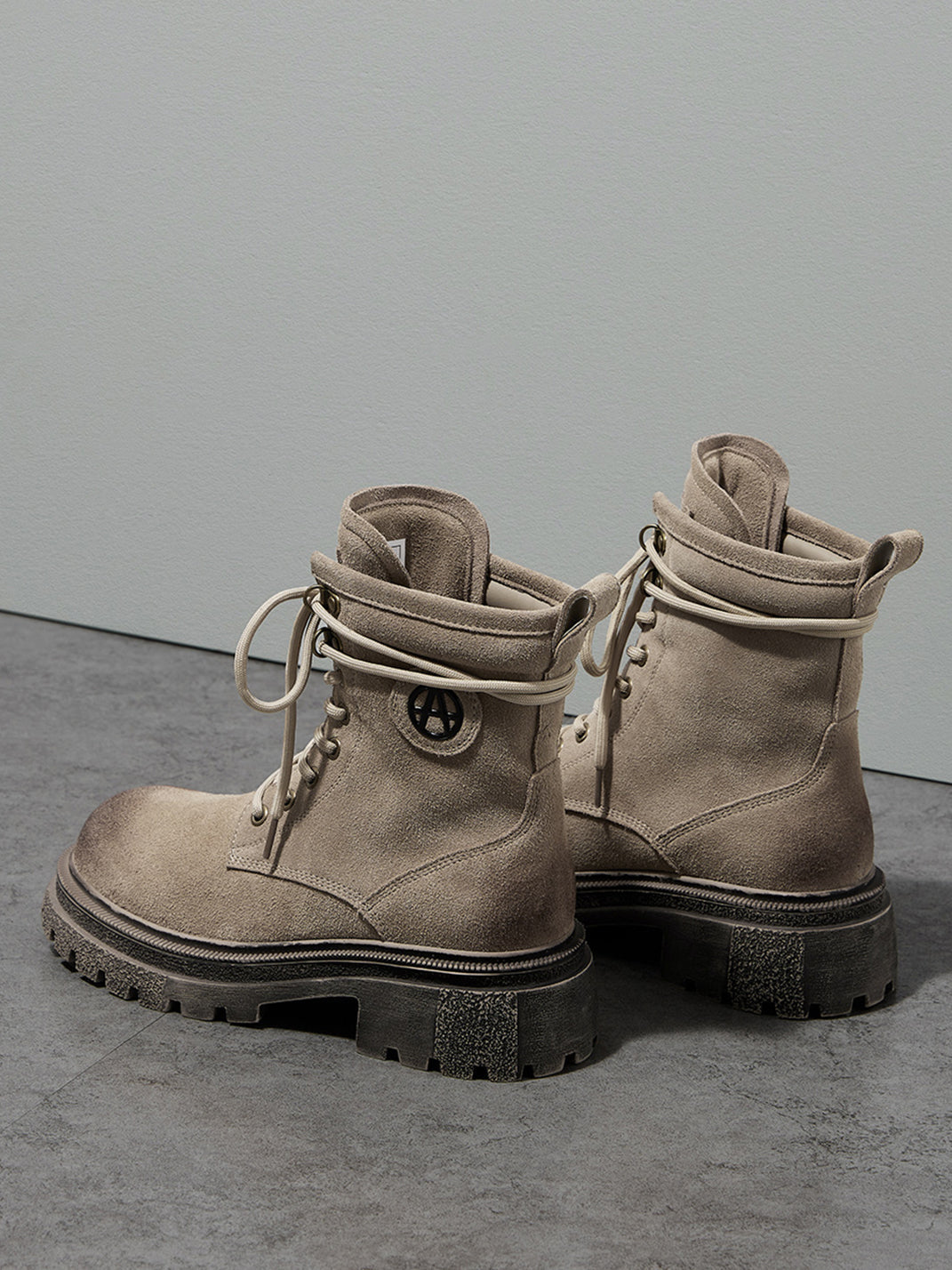 Brown Distressed Platform Combat Boots