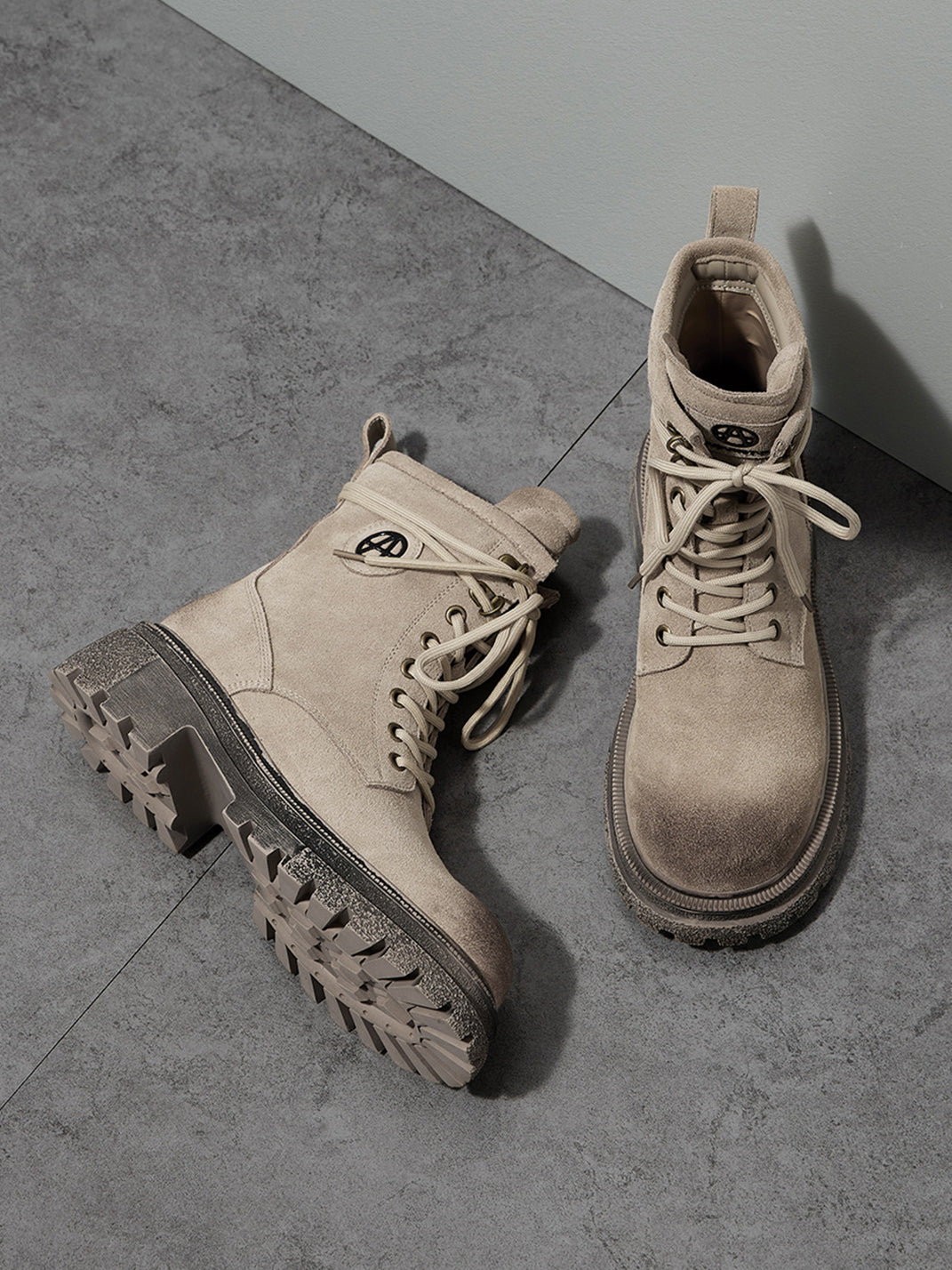 Brown Distressed Platform Combat Boots