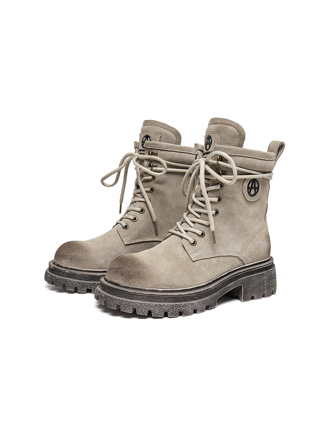 Brown Distressed Platform Combat Boots