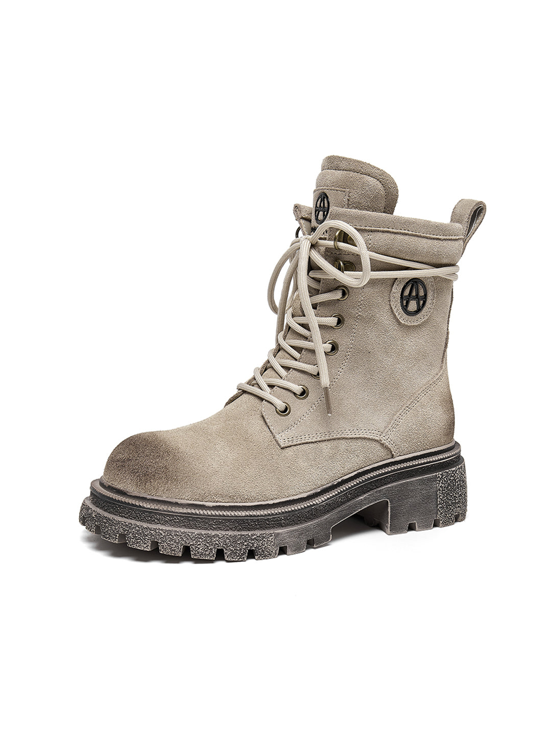 Brown Distressed Platform Combat Boots