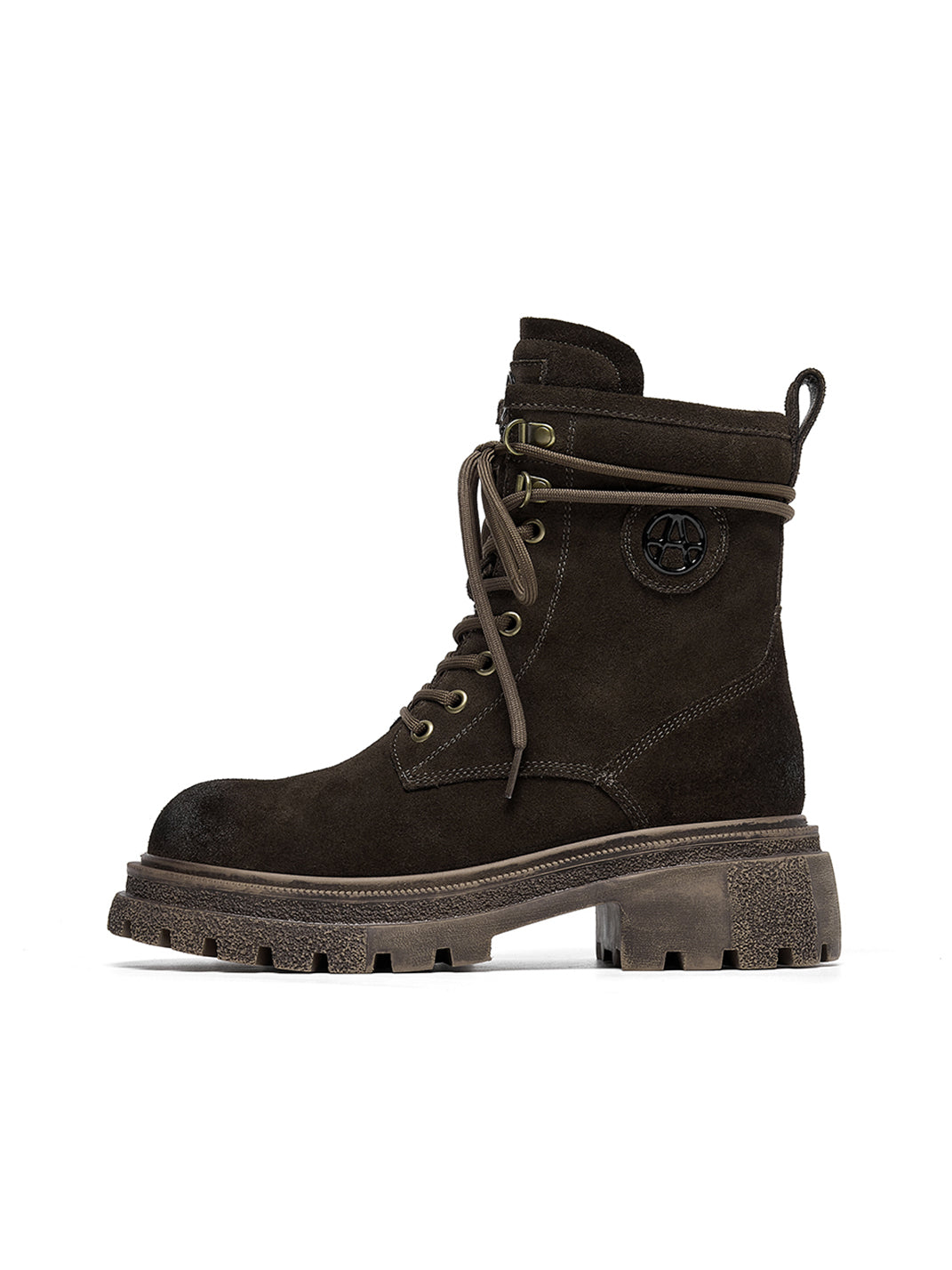 Brown Distressed Platform Combat Boots