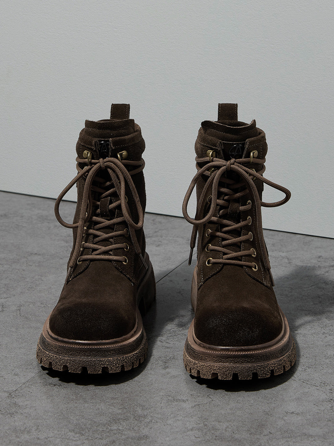 Brown Distressed Platform Combat Boots