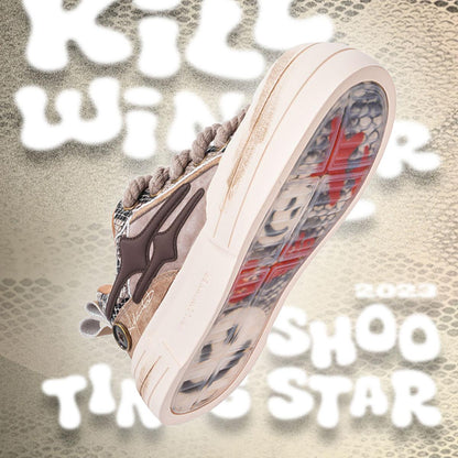 Brown Smile Panel Platform Sneakers