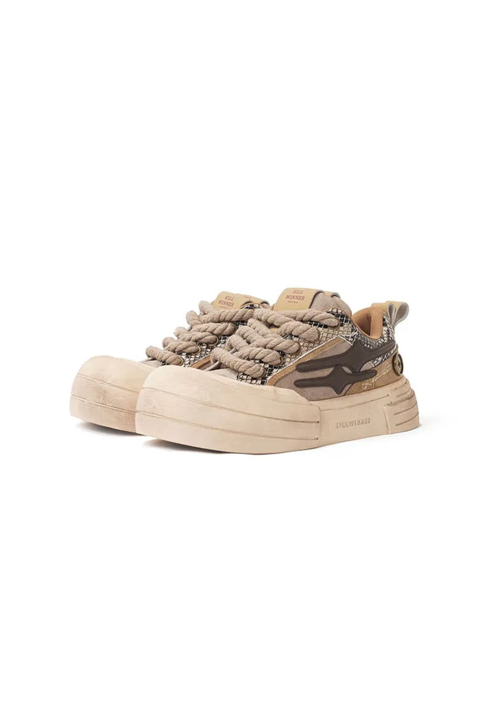Brown Smile Panel Platform Sneakers