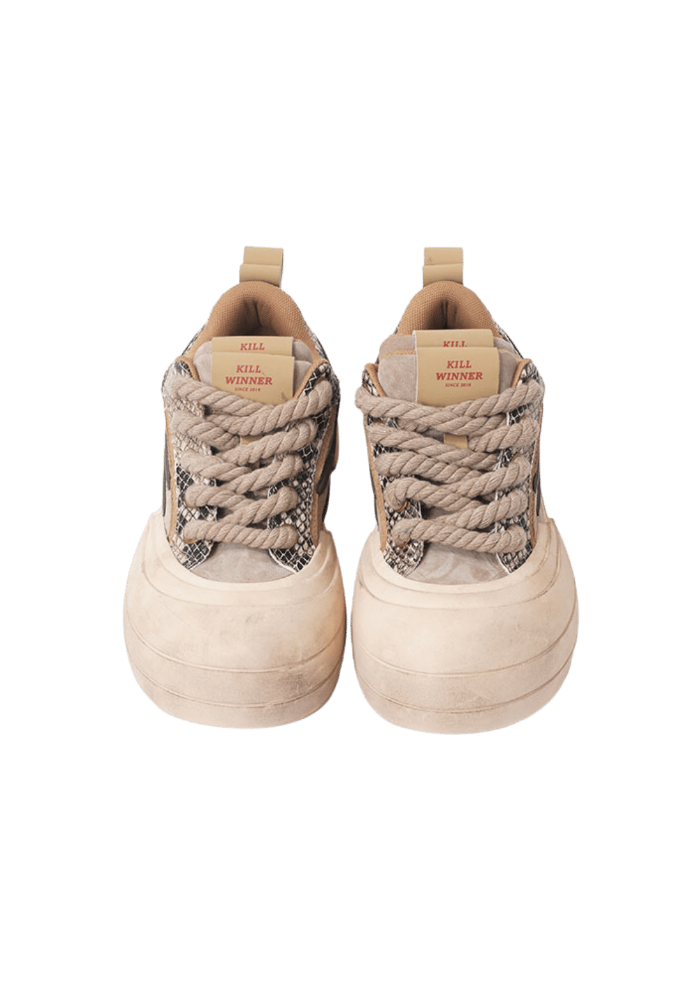Brown Smile Panel Platform Sneakers