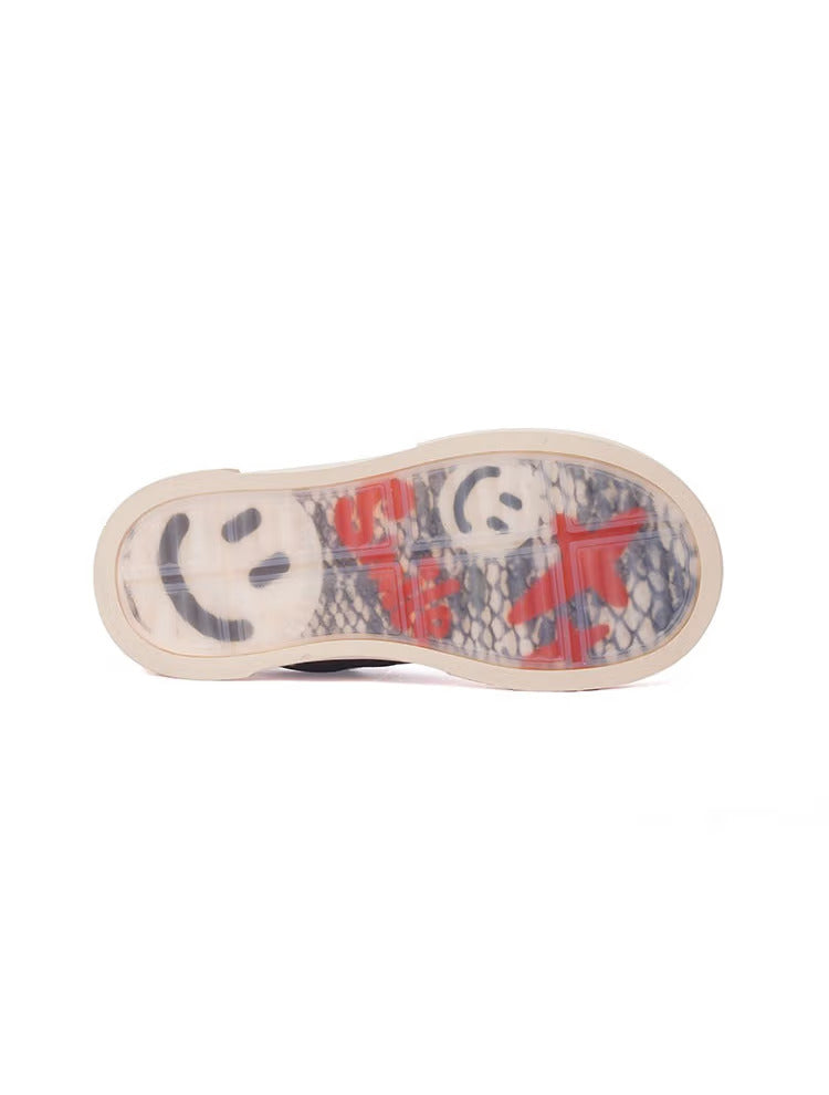 Brown Smile Panel Platform Sneakers