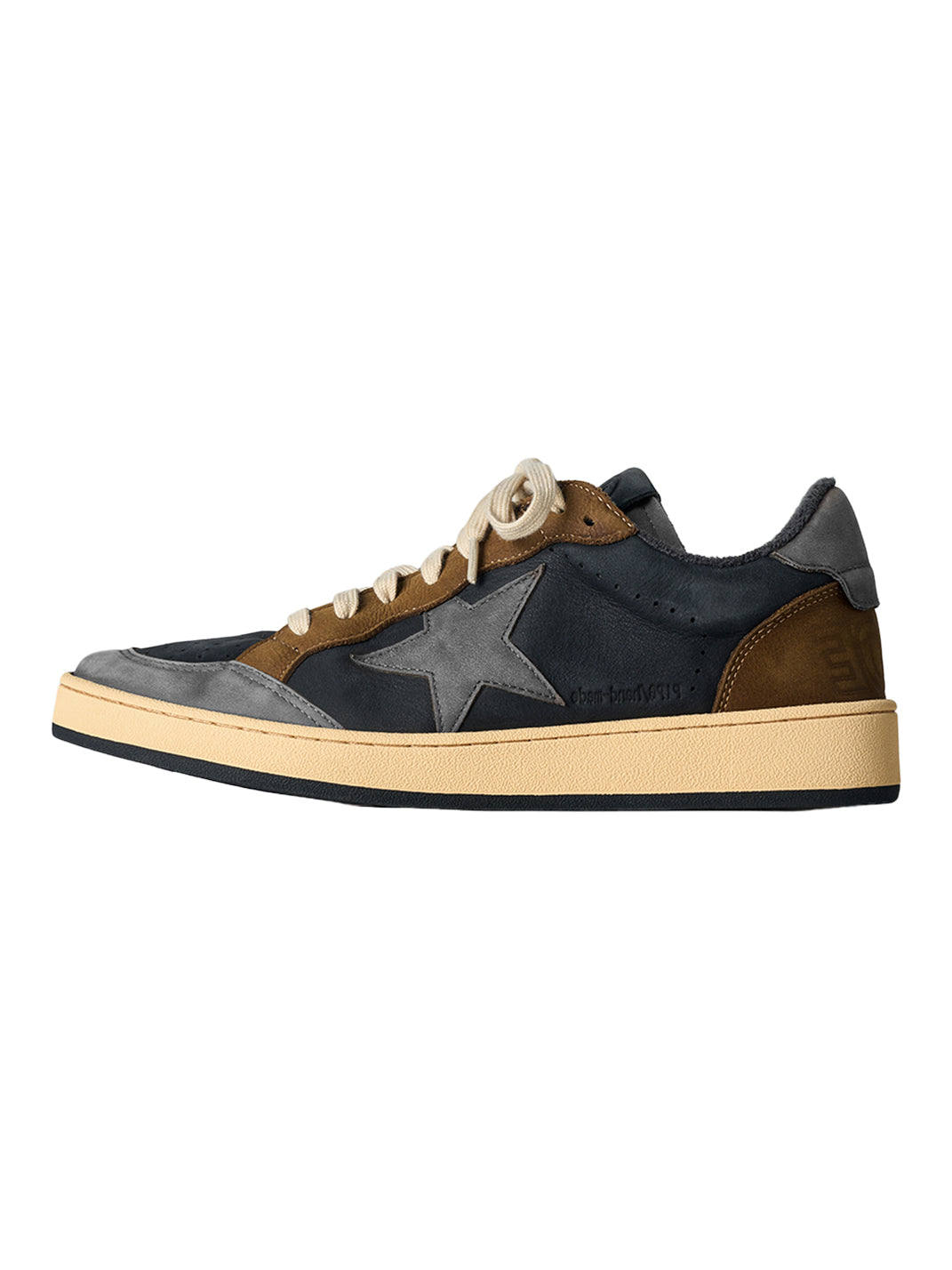 Brown Star Panel Retro Low-Top Sneakers