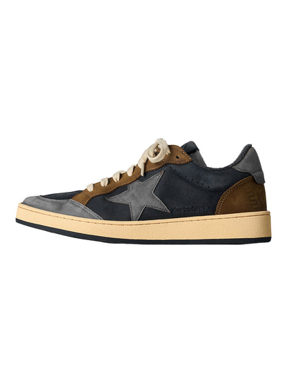 Brown Star Panel Retro Low-Top Sneakers