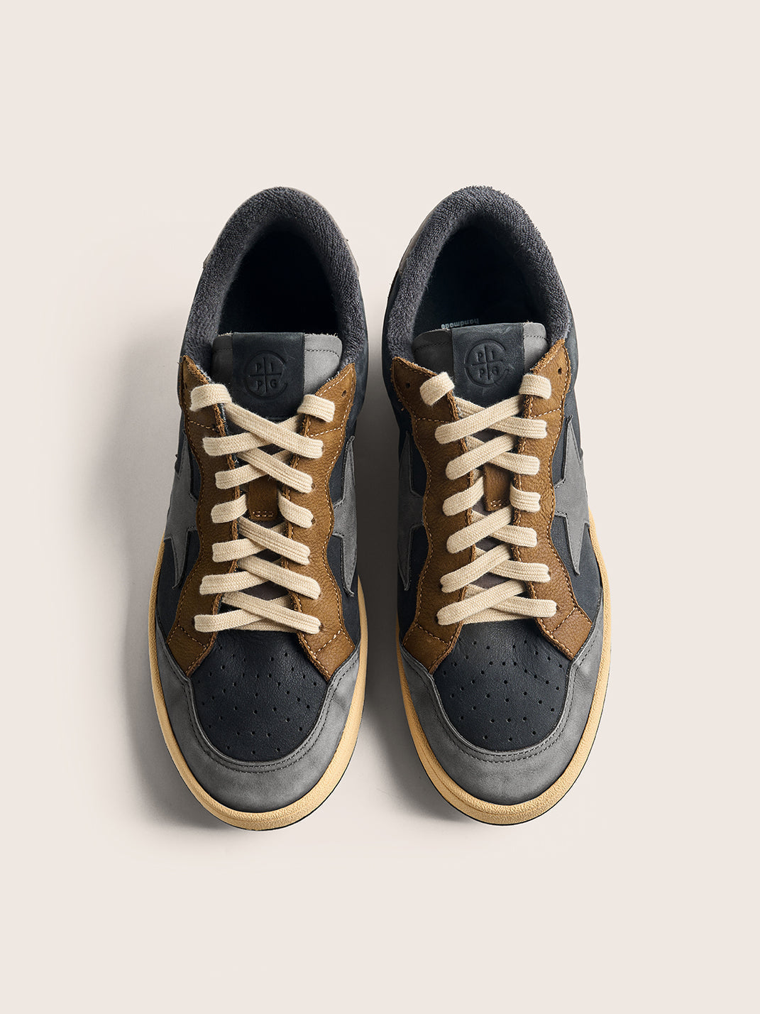 Brown Star Panel Retro Low-Top Sneakers