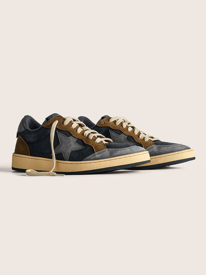 Brown Star Panel Retro Low-Top Sneakers