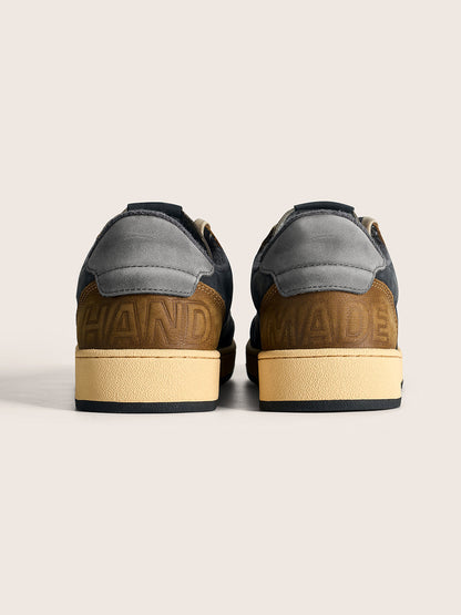 Brown Star Panel Retro Low-Top Sneakers