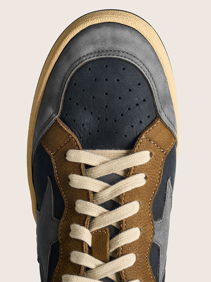 Brown Star Panel Retro Low-Top Sneakers